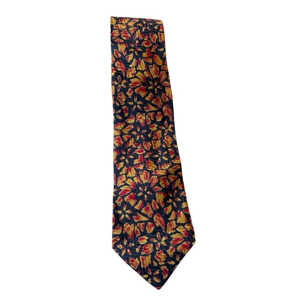 Vintage Claiborne Tie Italian Silk Necktie Floral Pattern Fun Non Traditional